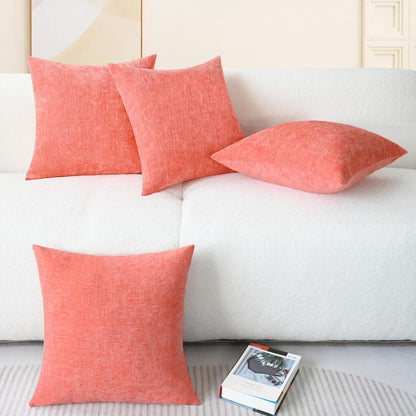 CaliTime Throw Pillow Covers Decorative 18 X 18 Inches Pack of 4 Cozy Chenille Cushion Cases for