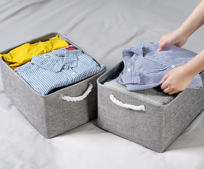 TheWarmHome Storage Bins - Medium 3 Pack Storage Baskets for Organizing Shelves | Fabric Storage