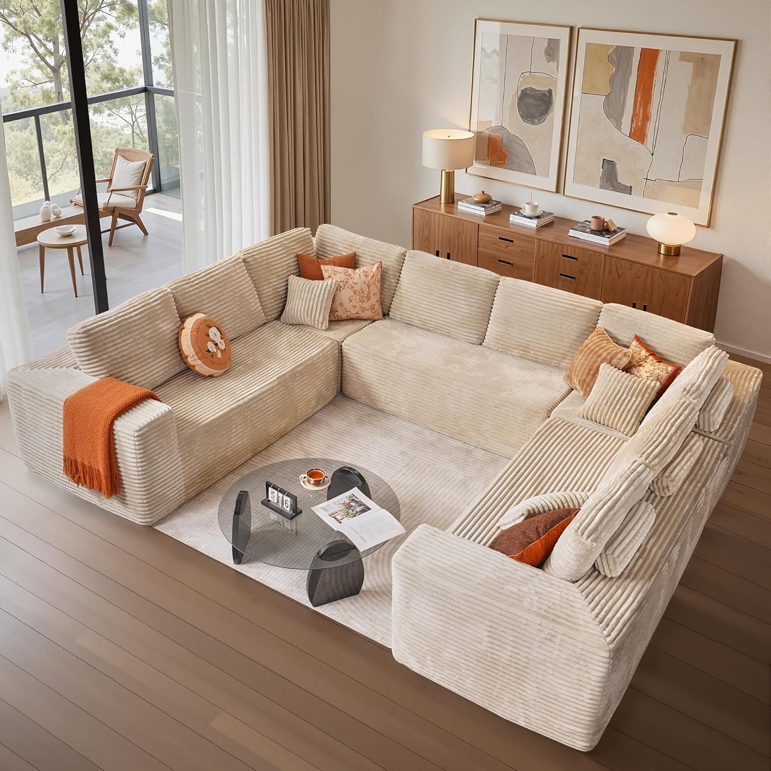 Cloud Sectional Couches for Living Room,U Shaped Modular Sofas No Assembly,135x107 Inches Plush