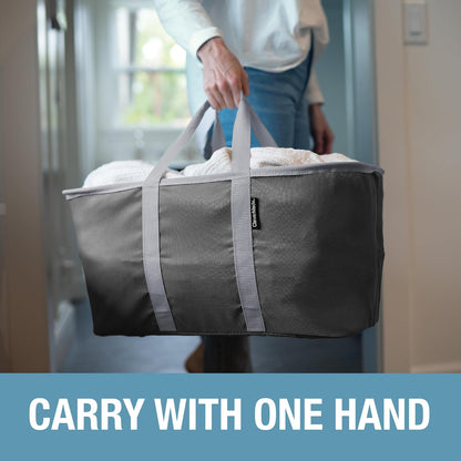 CleverMade Collapsible Laundry Tote - Charcoal Gray 2-Pack 50L - Foldable Storage Organization