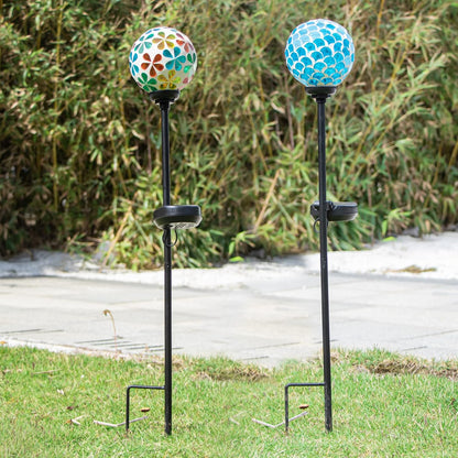 VCUTEKA Solar Garden Lights, Mosaic Solar Light Outdoor Waterproof LED Pathway Stake Light for