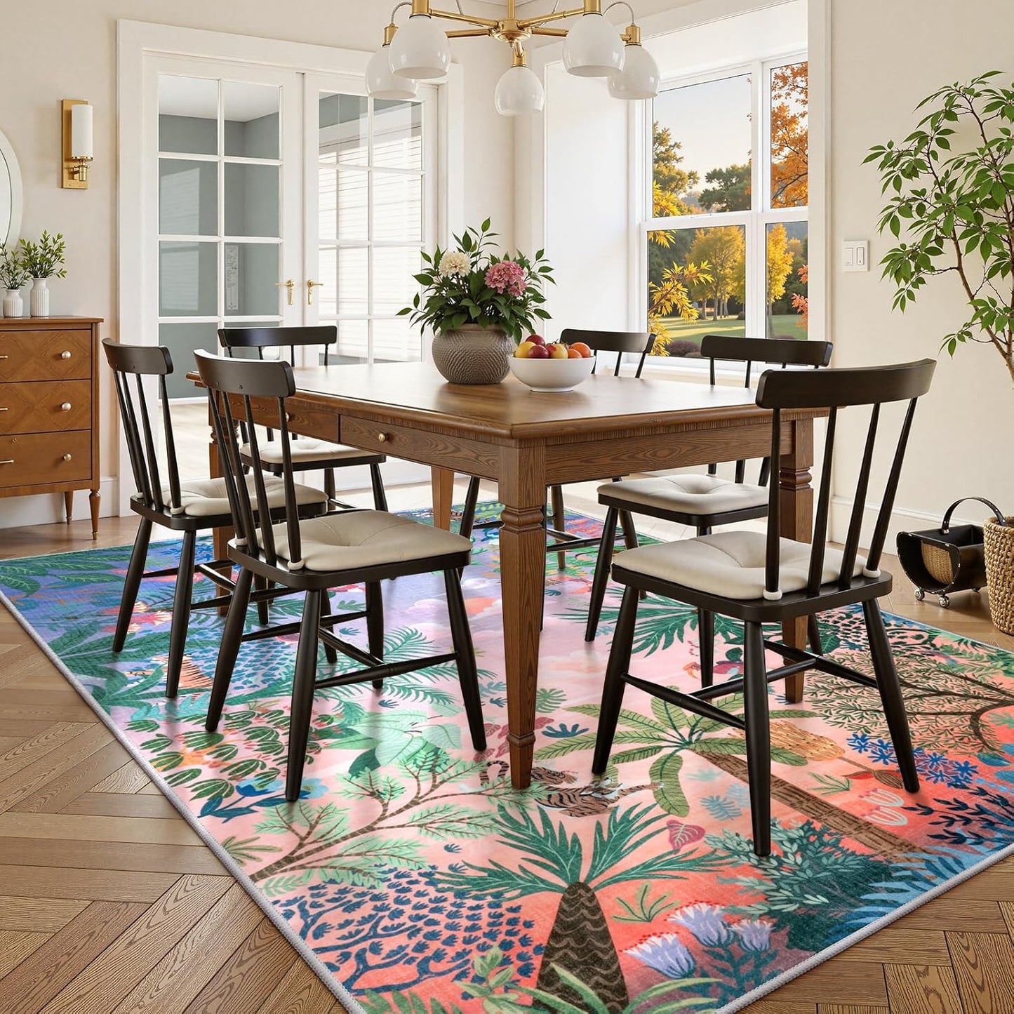 LIVEBOX Washable 6x9 Rug for Living Room, Soft Jungle Animal Print Rugs for Bedroom Aesthetic, Non
