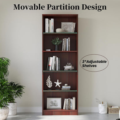 Bookshelf, Open Modern Bookshelf, 5 Shelf Bookcase with Freestanding Display Storage, Wooden Book