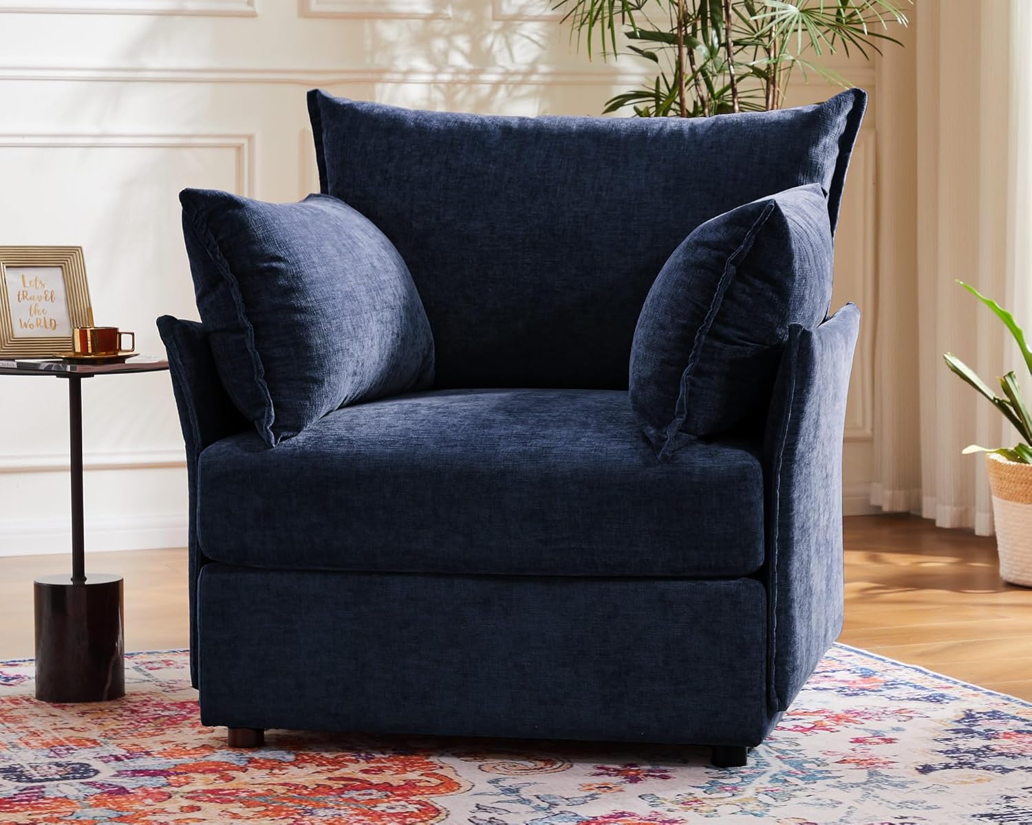 Oversized Accent Chair, Upholstered Modern Sofa Chair with Removable Backrest & Detachable Cover