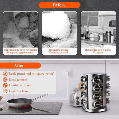 DOUBLE 2 C Revolving Countertop Spice Rack Stainless Steel Seasoning Storage Organization,Spice