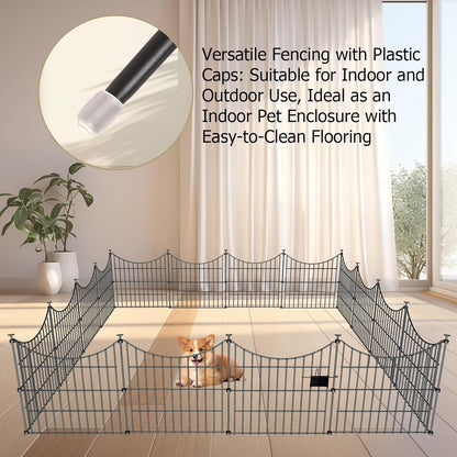 10 Panels Garden Fence Dog Fence Outdoor for Yard, 24in H x 20ft L Rustproof Metal Fencing with