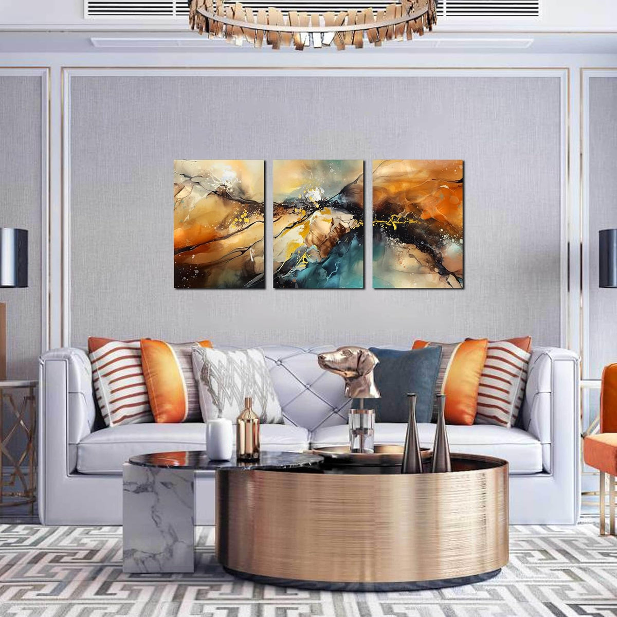 Abstract Wall Canvas Art for Living Room - Modern Art Work for Office Walls - 3 Piece Pictures Wall