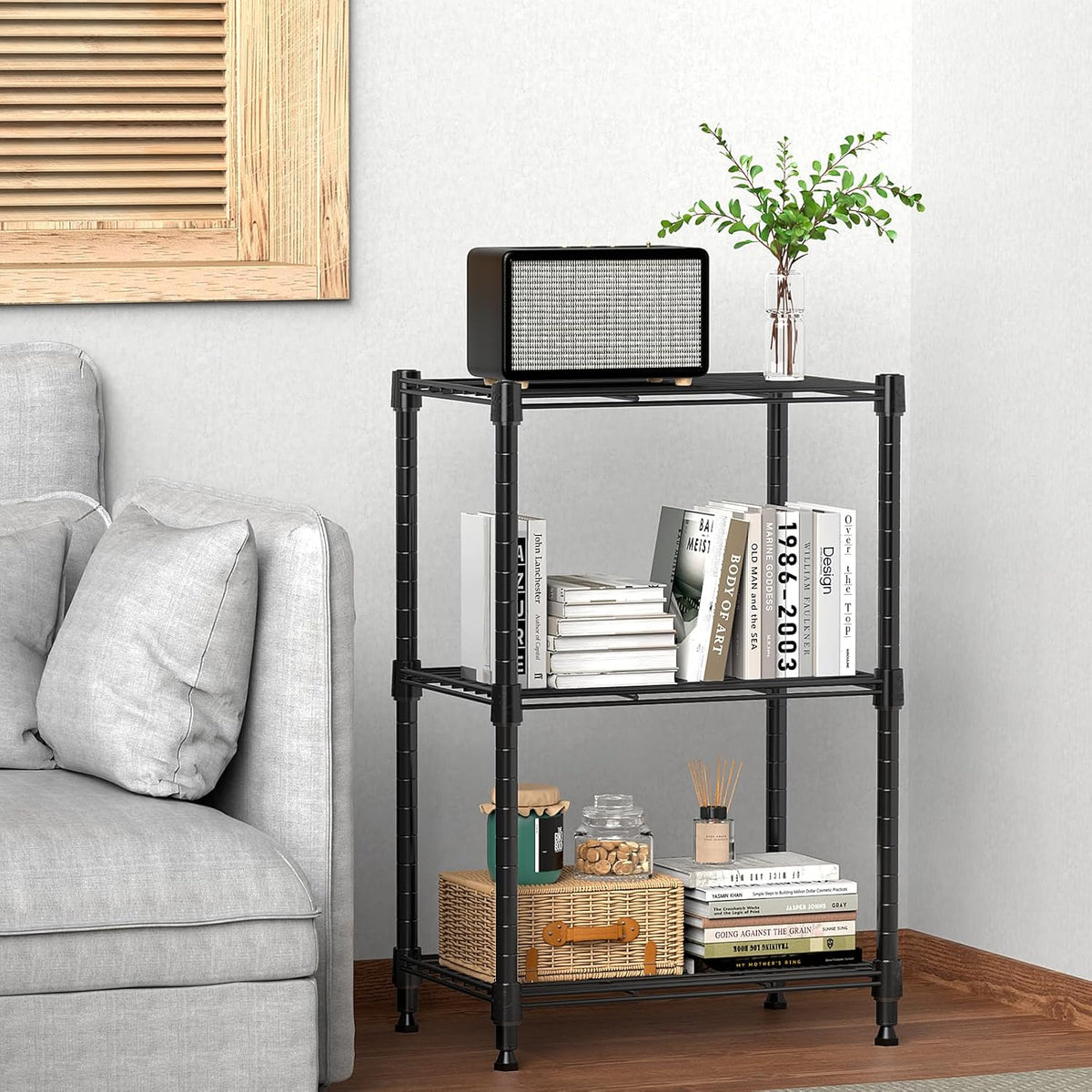450 lbs Steel Storage Shelving 3-Tier Utility Shelving Unit Steel Organizer Wire Rack for