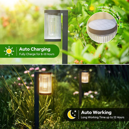 Solar Pathway Lights Outdoor, 2 Pack Upgraded Solar Outdoor Lights Super Bright Up to 12Hrs, IP65