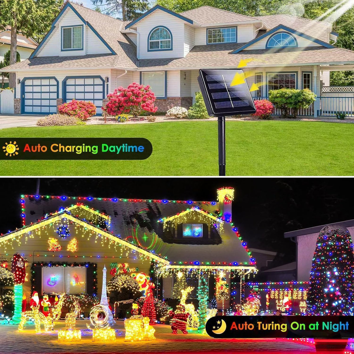 Extra-Long Solar String Lights Outdoor, 4-Pack 400 LED Solar Fairy Lights for Outside Waterproof