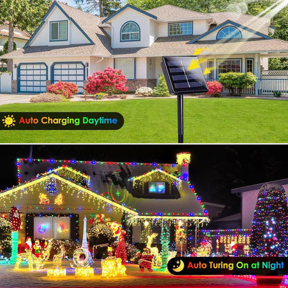 Extra-Long Solar String Lights Outdoor, 4-Pack 400 LED Solar Fairy Lights for Outside Waterproof