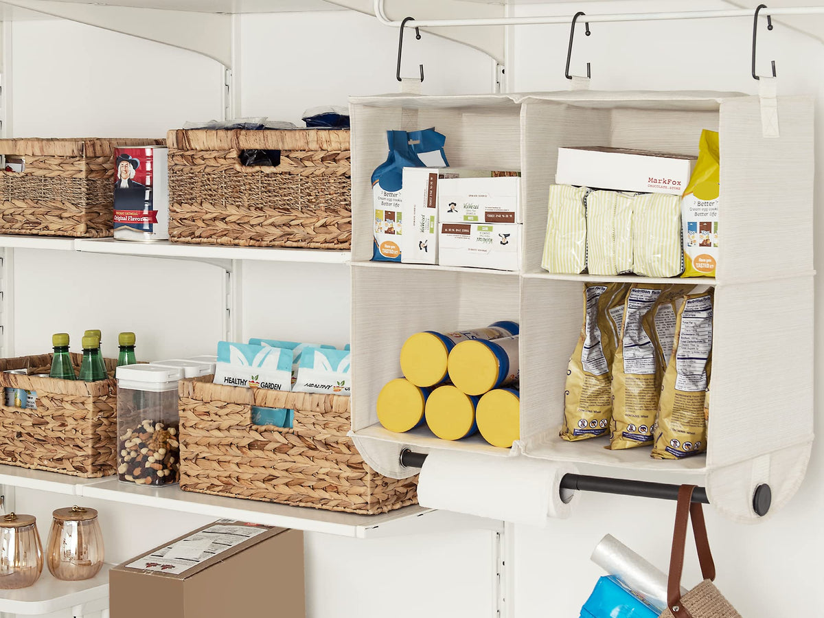 StorageWorks Hanging Closet Organizer with Rod, 4 Sections, 2 Tiers, White