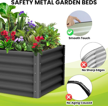 Galvanized Raised Garden Bed Outdoor, 2 Pcs 6x3x1.5FT Outdoor Large Planter Raised Beds Open Base