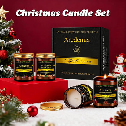 Christmas Candles Set | 4 Pack Winter Holiday Scented Candles, Soy Candles for Home Scented - Xmas