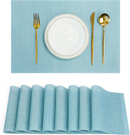 Placemats Set of 8，Non-Slip PVC Weave Table Mats Easy to Clean，Heat Resistant Place Mats for