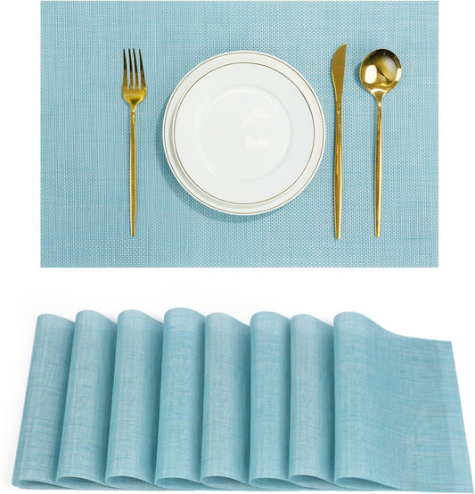 Placemats Set of 8，Non-Slip PVC Weave Table Mats Easy to Clean，Heat Resistant Place Mats for