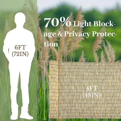Natural 4FT X 16.4FT Reed Fencing Roll, Balcony Privacy Shade Reed Bamboo Fencing Garden Fence