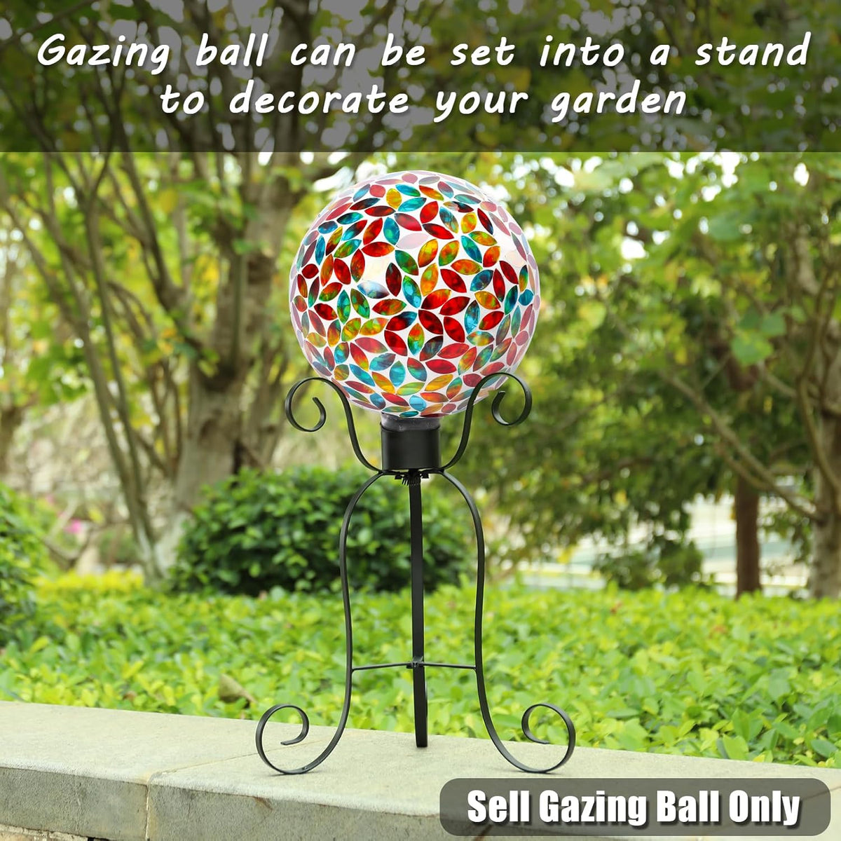 VCUTEKA Gazing Ball, 8" Glass Gazing Balls Sphere for Garden Lawn Outdoor Ornament Yard Decorative