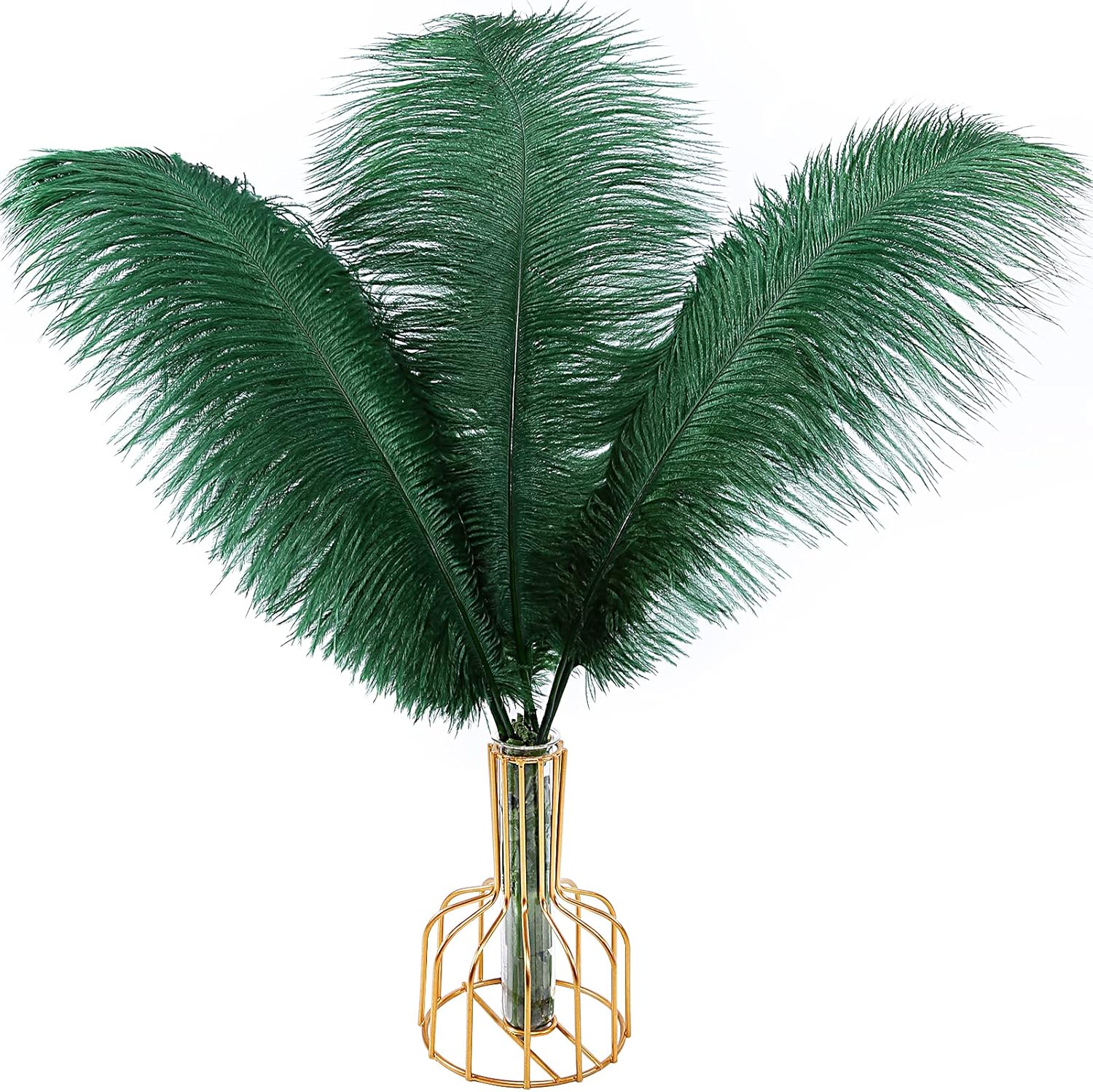 THARAHT Blackish Green Ostrich Feathers 12pcs Large Natural Bulk 12-14Inch 30cm-35cm for Wedding