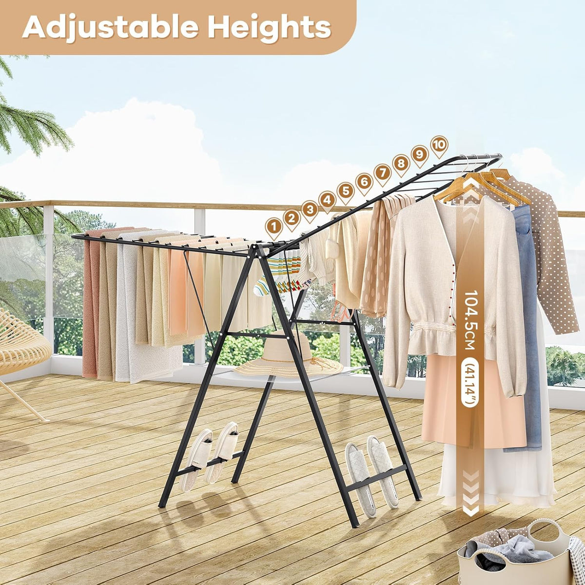 APEXCHASER Foldable Clothes Drying Rack, Metal Laundry Drying Rack Collapsible, Ultra Thin Clothes