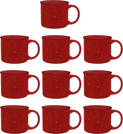 DISCOUNT PROMOS Ceramic Campfire Coffee Mugs 13 oz. Set of 10, Bulk Pack - Perfect for Tea