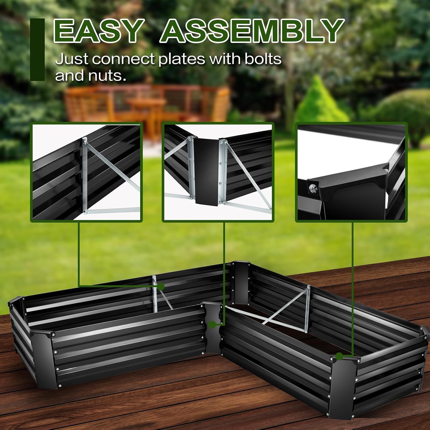 EDOSTORY Raised Bed Garden Bed Kit, 5x5x1ft Galvanized Planter Tall Raised Garden Boxes Outdoor
