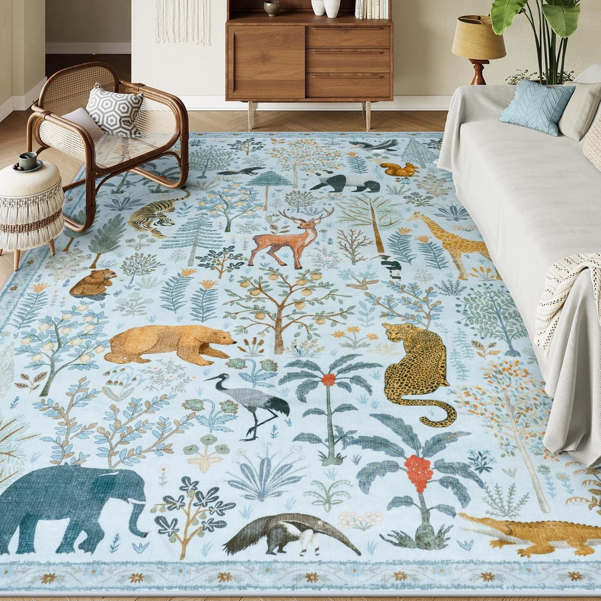 OJIA Animal Area Rugs 8x10, Soft 8x10 Washable Rugs for Living Room Bedroom, Non-Slip Boho
