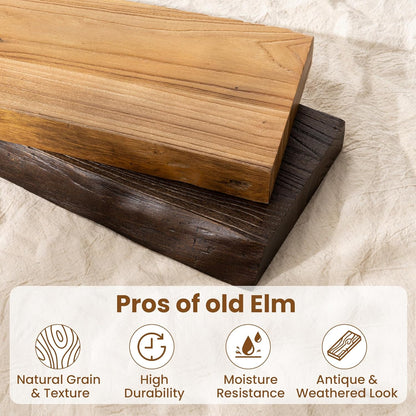 24" Floating Shelves, Live Edge Solid Elm Wood Floating Shelf, Wall Mounted Display Shelves with