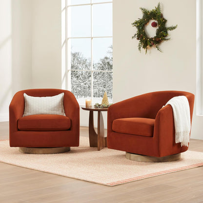CHITA Swivel Accent Chair, FSC Certified Upholstered Velvet Barrel Chair for Living Room Set of 2