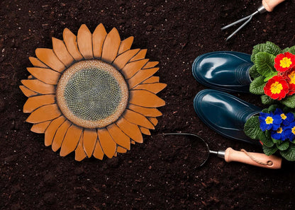 NAT & Jules Sunflower Shaped Dimensional Indoor Outdoor 12 inch Cast Resin Decorative Garden