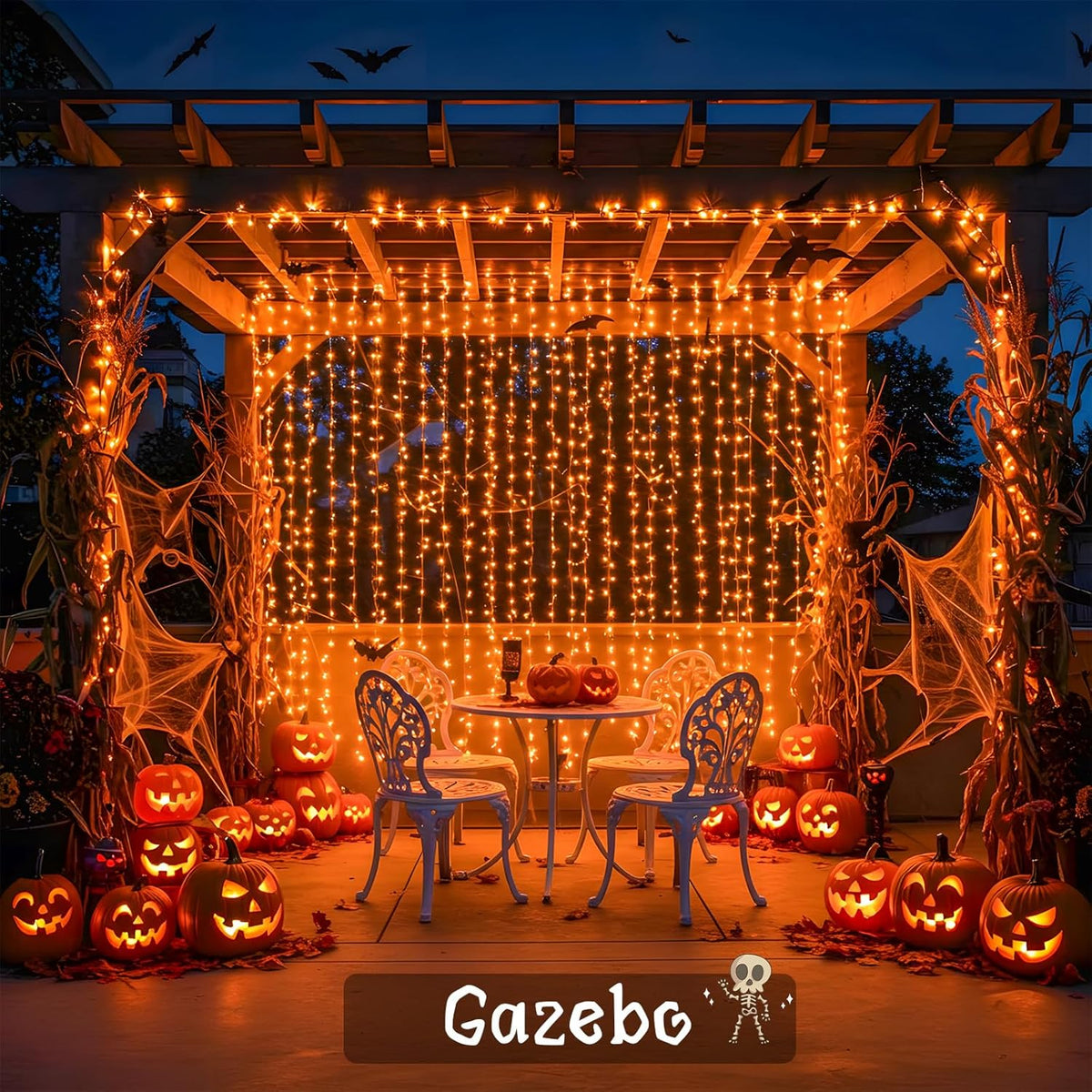 suddus Color Changing Curtain Lights for Halloween, 200 LED 6.5ft x 6.5ft Hanging String Lights
