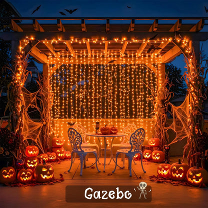 suddus Color Changing Curtain Lights for Halloween, 200 LED 6.5ft x 6.5ft Hanging String Lights