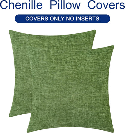 CaliTime Throw Pillow Covers Decorative 26 X 26 Inches Pack of 2 Cozy Chenille Cushion Cases for