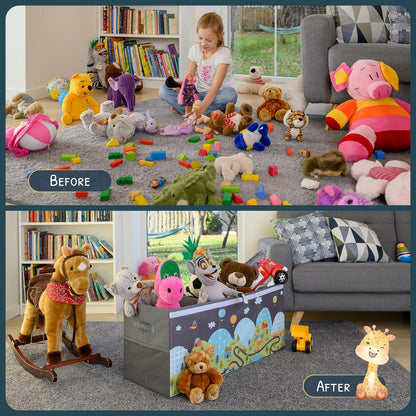 Extra Large Toy Storage Organizer with Lid - Sturdy, Collapsible Toy Chest Storage Box with Cute