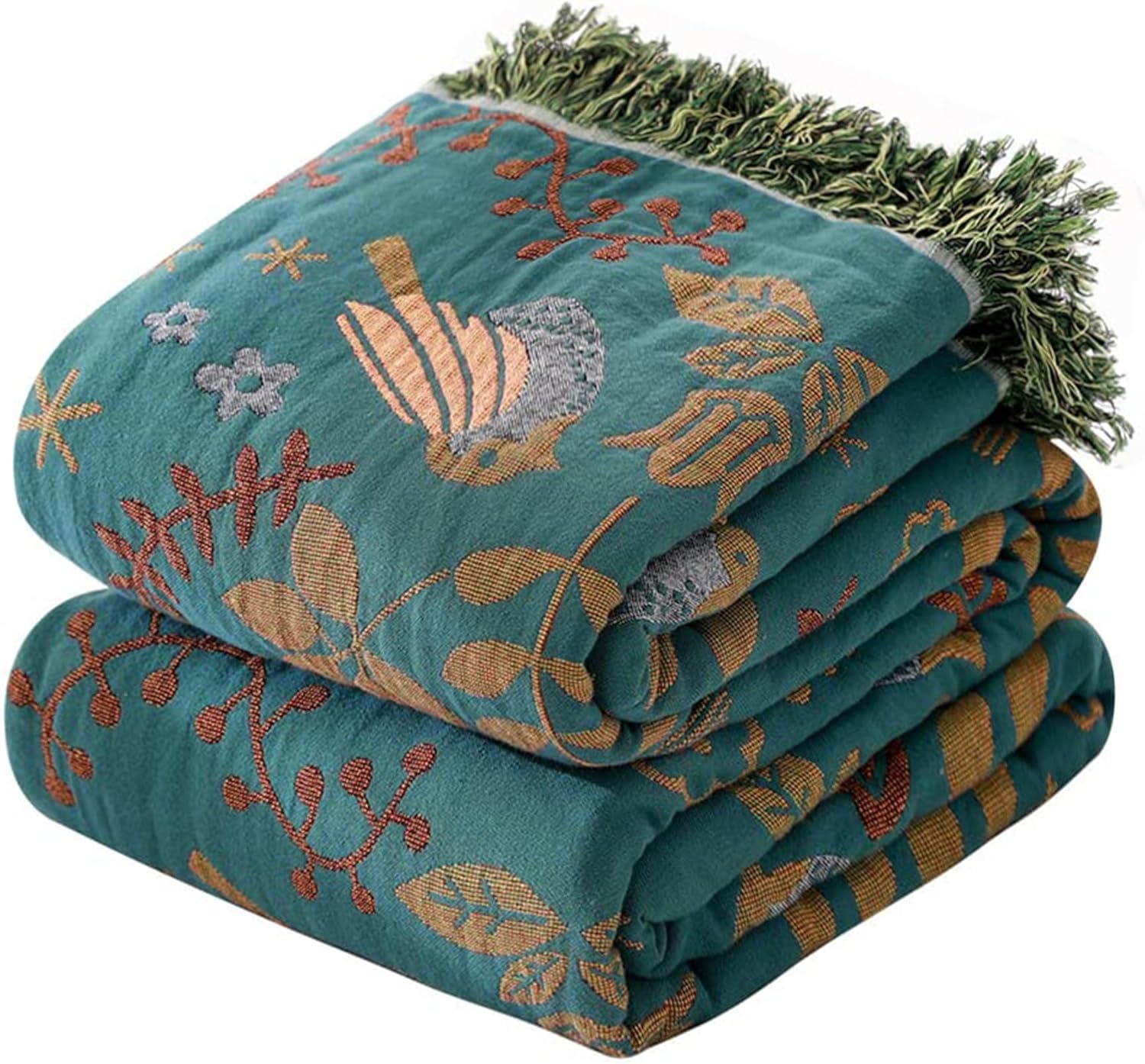 Boho Throw Blanket for Couch Sofa Bed, 100% Cotton Woven Quilt with Tassel 80”x90”, Super Soft