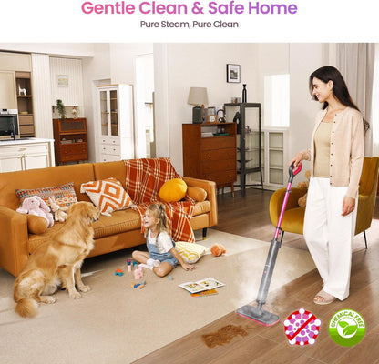 Schenley Steam Mop Cleaner Powerful - 15s Fast Heat-Up, Chemical-Free for Hardwood/Tile/Laminate &