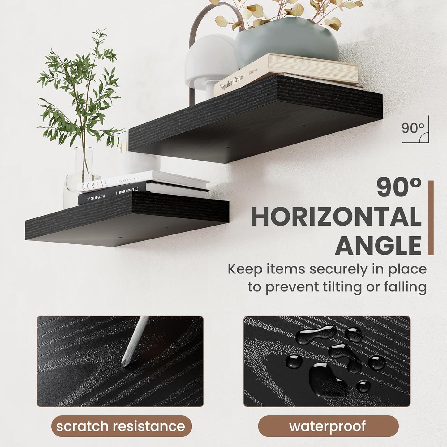 30 Inch Floating Shelves, 8 Inch Deep Floating Shelves for Wall, Hanging Shelf with Invisible