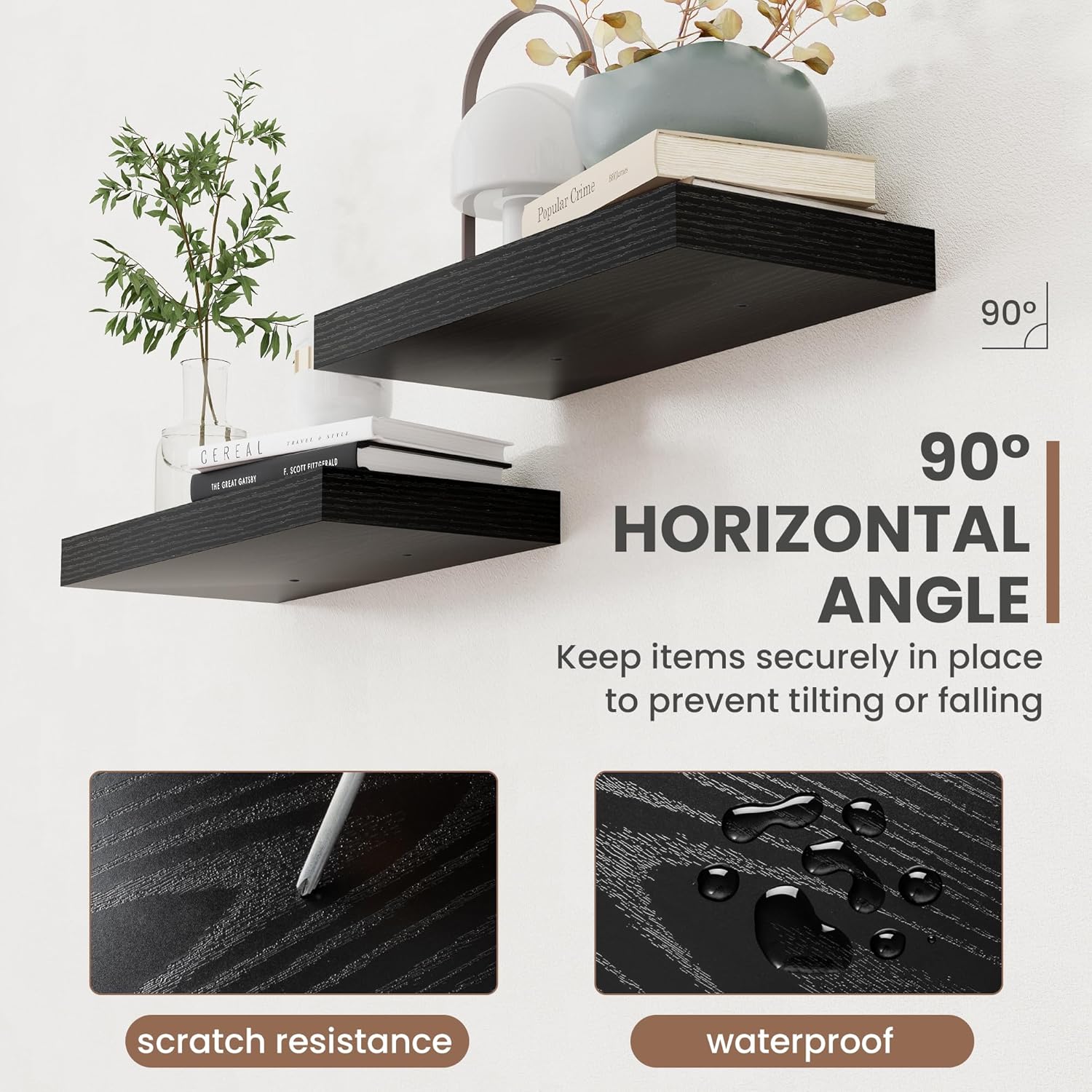 30 Inch Floating Shelves, 8 Inch Deep Floating Shelves for Wall, Hanging Shelf with Invisible
