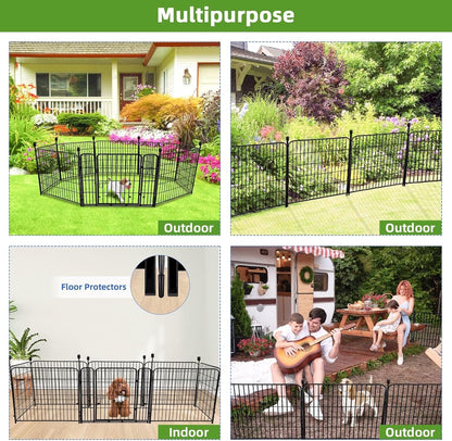 ADAVIN 40 in(H) Garden Fence with Low Threshold Door, Dog Fence Outdoor for Yard, 8 Panels Total