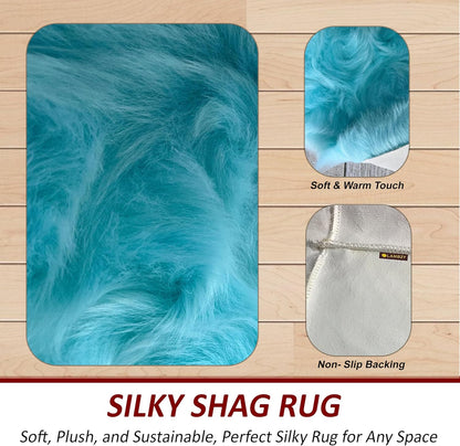 LAMBZY Faux Sheepskin Super Soft Hypoallergenic Free Shape Silky Shag Rug, Luxury Shaggy Plush