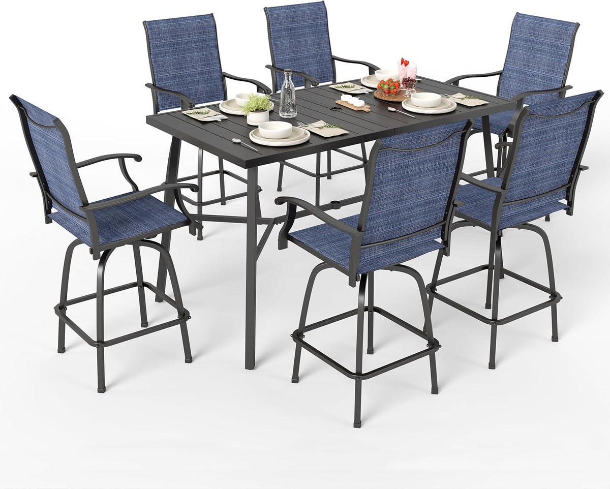 Sophia & William Outdoor Bar Set, Patio Bar Table and Chairs Set, Bar Height Patio Set - 4 x Swivel