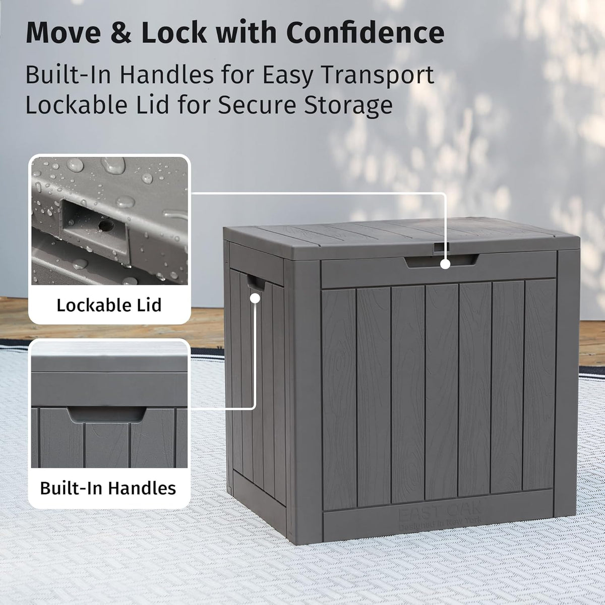 EAST OAK Outdoor Storage Box, 31 Gallon Deck Box Indoor and Outdoor Use, Waterproof Resin Storage