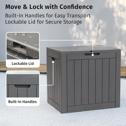 EAST OAK Outdoor Storage Box, 31 Gallon Deck Box Indoor and Outdoor Use, Waterproof Resin Storage