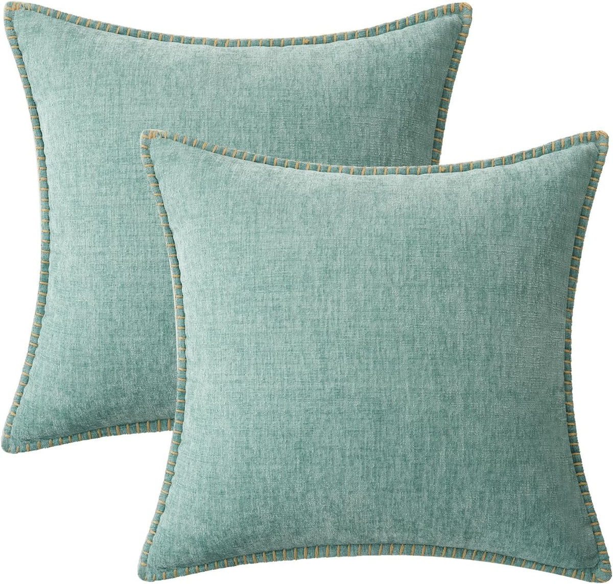 MIULEE Pack of 2 Couch Throw Pillow Covers 16x16 Inch Aqua Green Farmhouse Decorative Pillow Covers