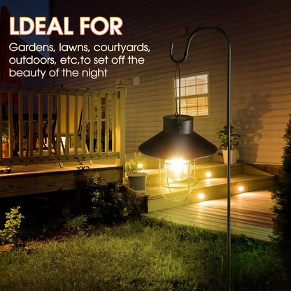 Retisee 4 Pcs Hanging Solar Light 31" Outdoor Solar Lamp Lanterns with Dual Use Shepherd Hook