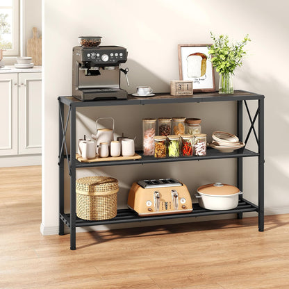 Hoctieon Industrial Console Table, 3 Tier Entryway Table, Hallway Table, Narrow Sofa Table with