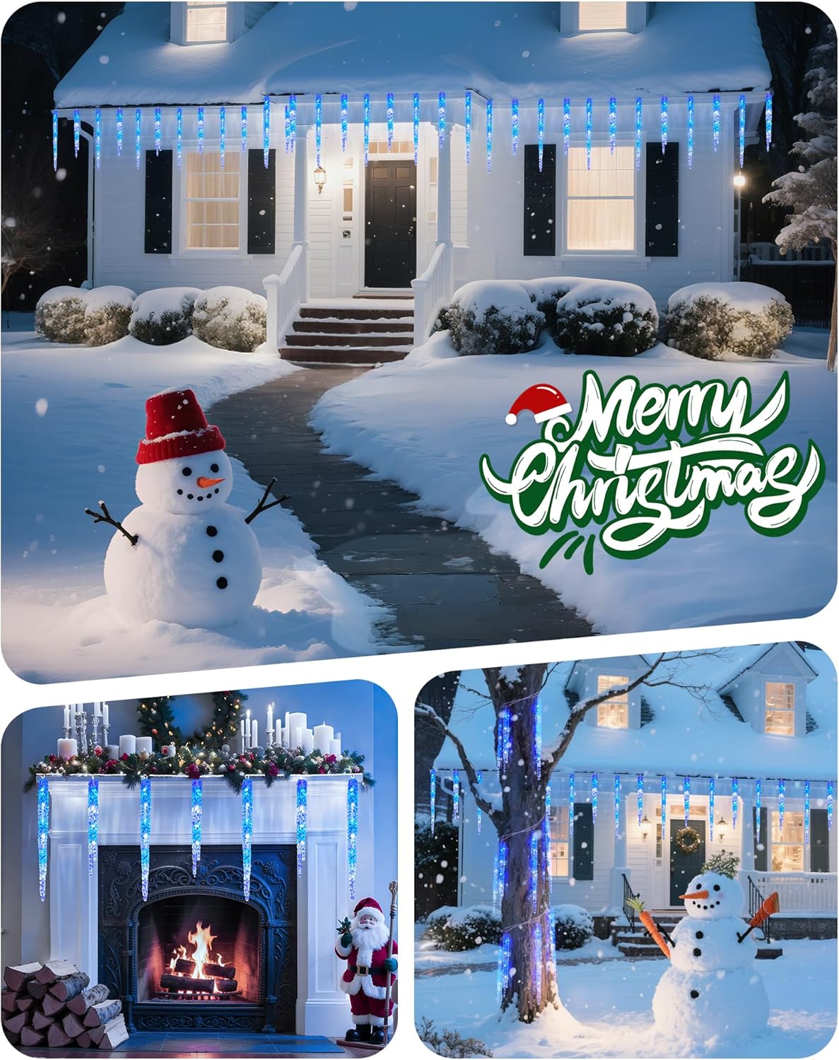 Minetom Icicle Lights Outdoor with Clips, 20ft 100 LED 20 Tubes Twinkling Icicle Strings