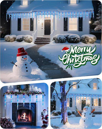 Minetom Icicle Lights Outdoor with Clips, 2 Pack Total 40ft 200 LED 40 Tubes Twinkling Connectable
