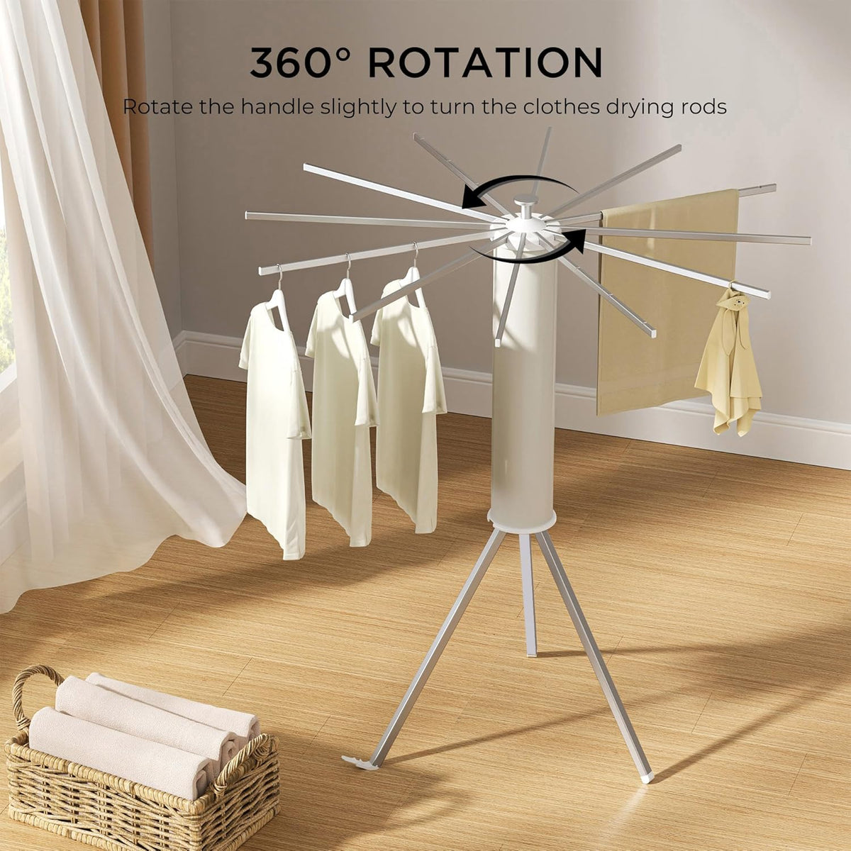 Tripod Clothes Drying Rack, Garment Rack Portable and Foldable Space Saving Laundry Drying Rack