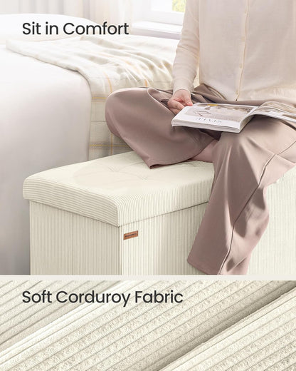 SONGMICS MAZIE Collection - Storage Ottoman Bench, Foldable Foot Rest, 15 x 43 x 15 Inches, End of